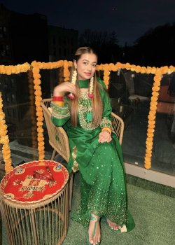 Green Raw Silk Mirrorwork Gharara Set