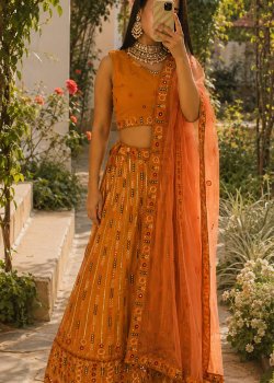 Orange Sequin Lehenga