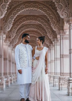 Ivory Pink Ombre Sequin Lehenga