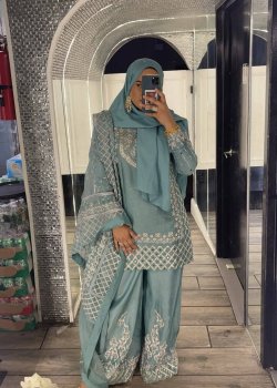 Teal Embroidered Gharara Set