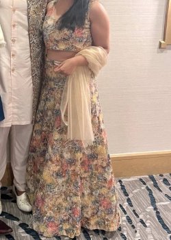 Pastel Floral Print Lehenga
