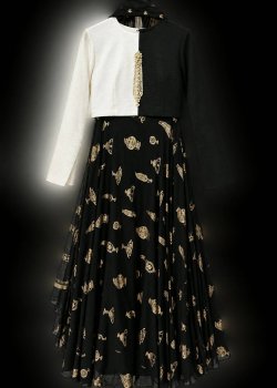 Black and White Boho Lehenga