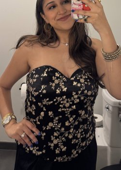 Black Embroidered Corset Top
