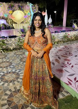 Orange Printed Lehenga