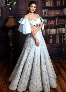 Ice Blue Mirrorwork Lehenga