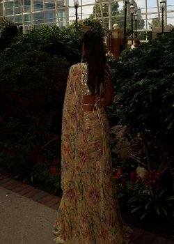 Yellow Floral Print Concept Sari