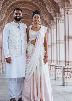Ivory Pink Ombre Sequin Lehenga