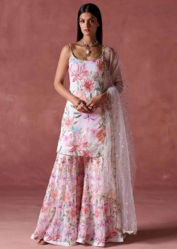 Ivory Floral Gharara Set