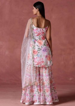 Ivory Floral Gharara Set