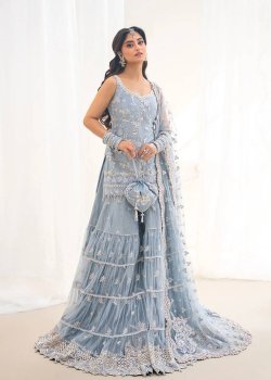 Powder Blue Embellished Gharara Set