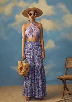 Lilac Floral Halter Set