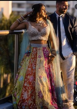 Multicolor Floral Embellished Lehenga