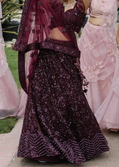 Deep Wine Embellished Lehenga