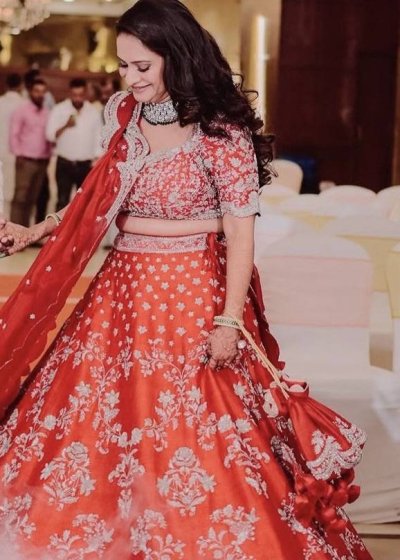 Red Scallop Bridal Lehenga
