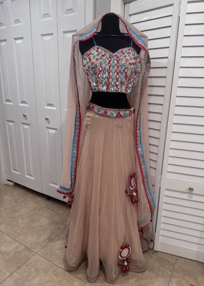 Nude Mirrorwork Lehenga