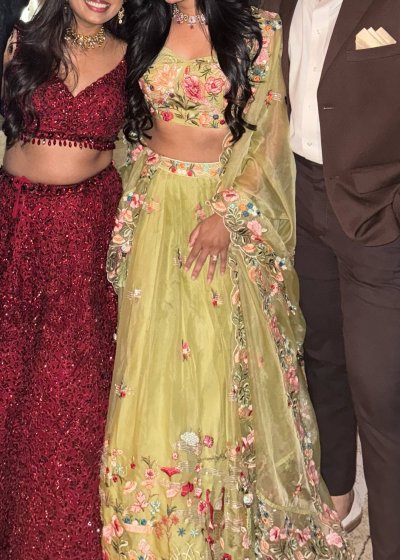 Sage Green Floral Lehenga