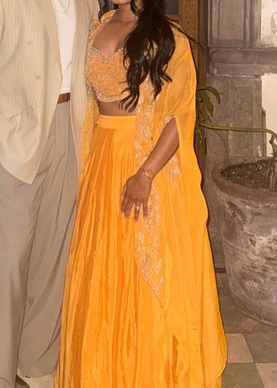 Marigold Embroidered Cape Set
