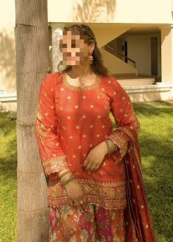 Orange and Pink Floral Kurta Set