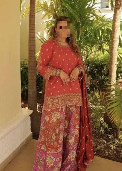 Orange and Pink Floral Kurta Set
