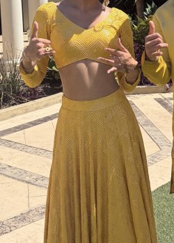 Mustard Yellow Sequin Lehenga