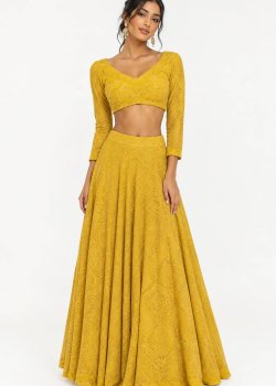 Mustard Yellow Sequin Lehenga