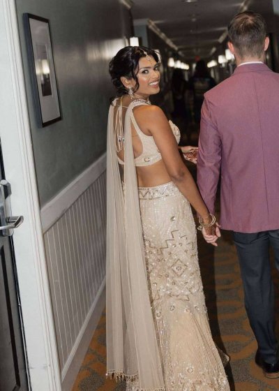 Champagne Beaded Mermaid Lehenga