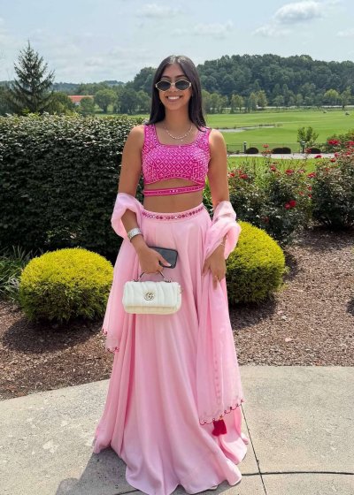 Pink Mirrorwork Lehenga
