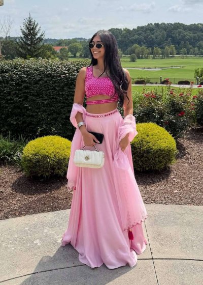Pink Mirrorwork Lehenga