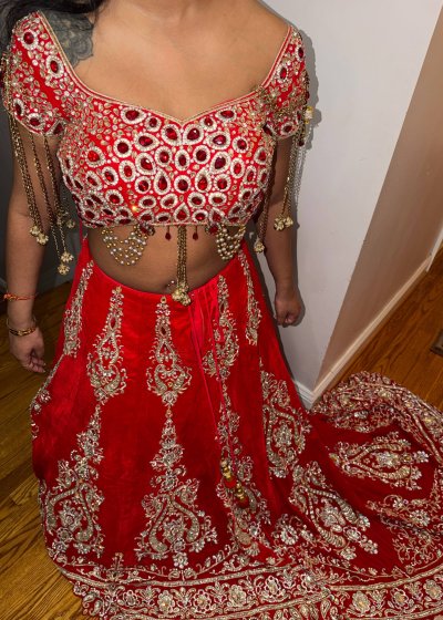Red Kundan Bridal Lehenga