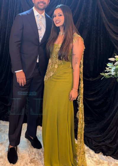 Olive Green Pre-Draped Corset Sari