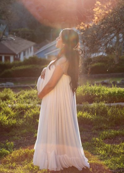 Ivory Chiffon Maxi Gown