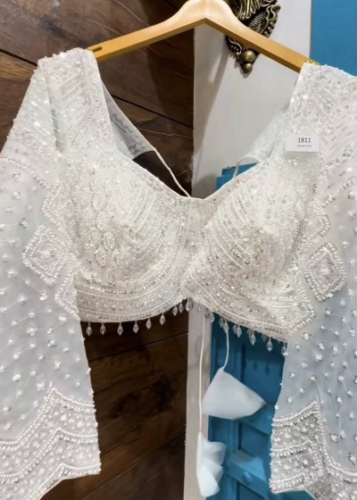 White Sequin Lehenga