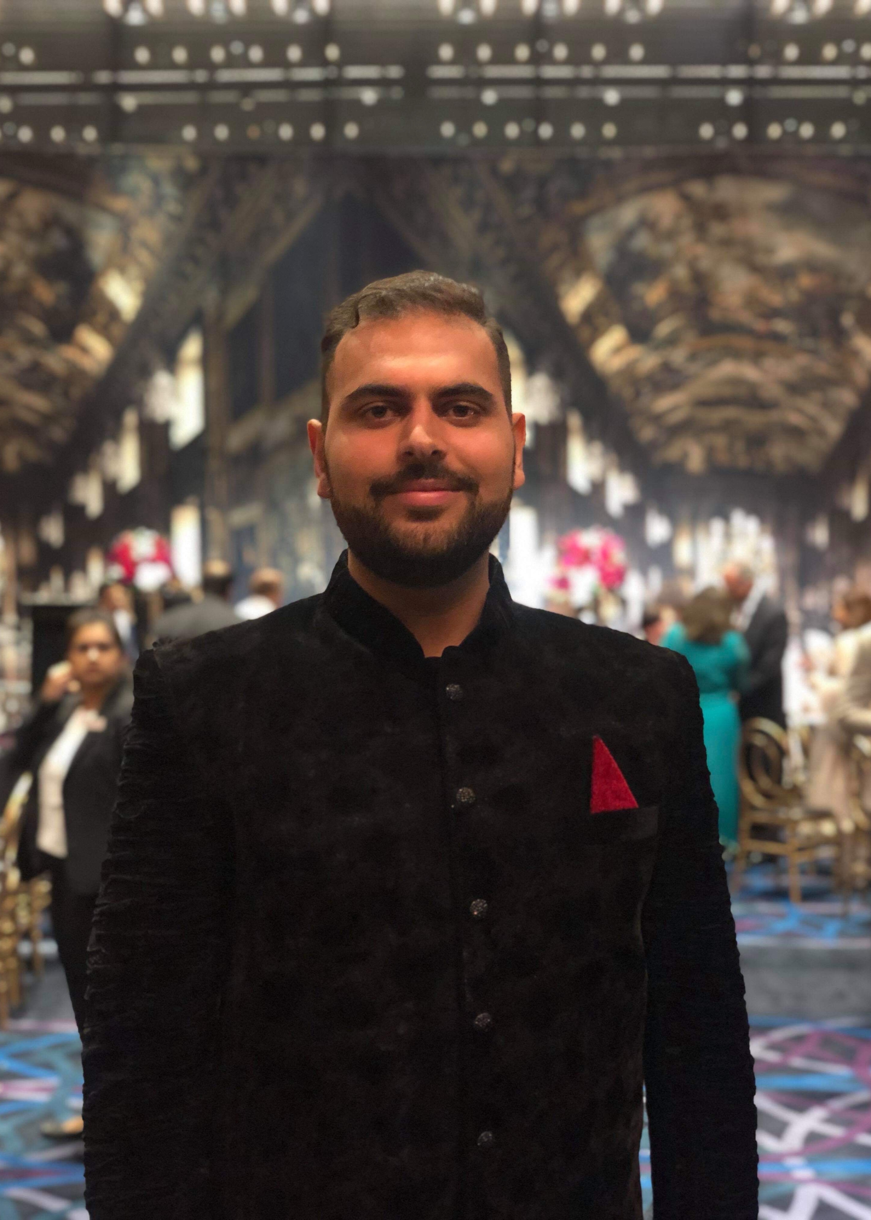 Black & Gold Velvet Sherwani Set Image - 0