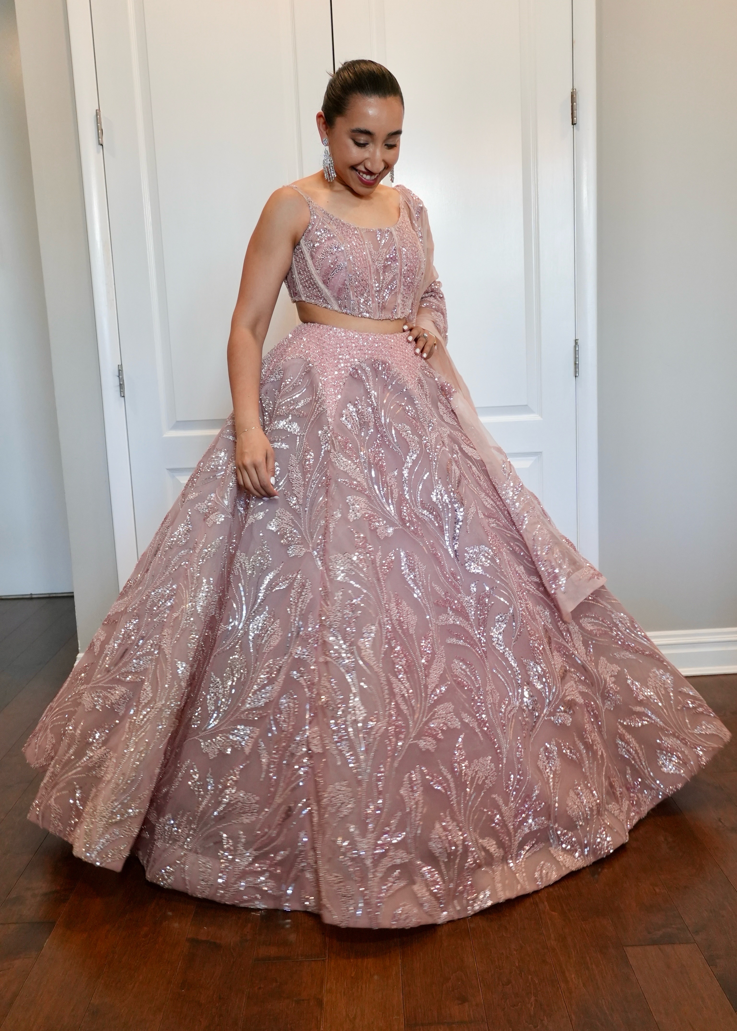 Baby Pink Corset Lehenga Image - 2
