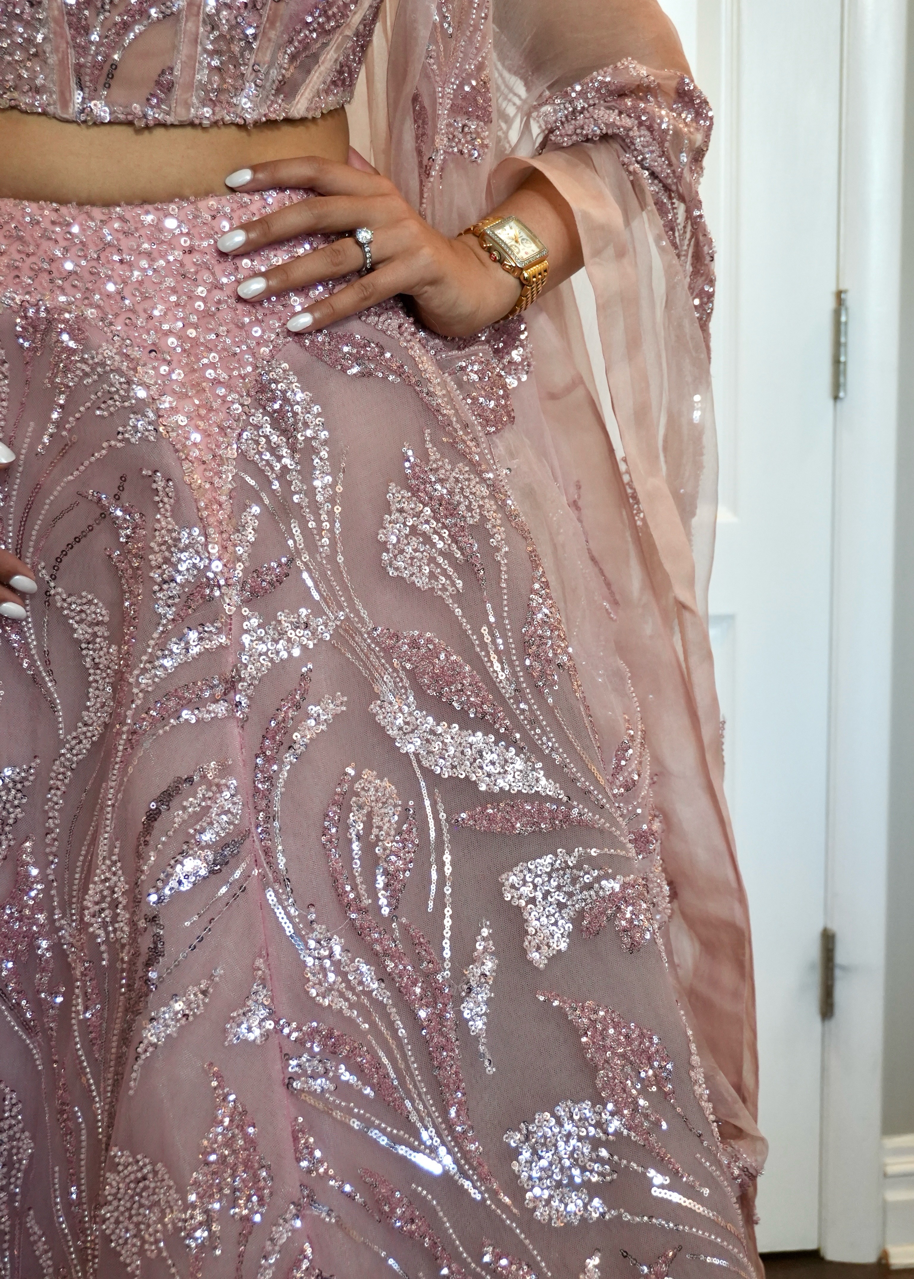 Baby Pink Corset Lehenga Image - 4