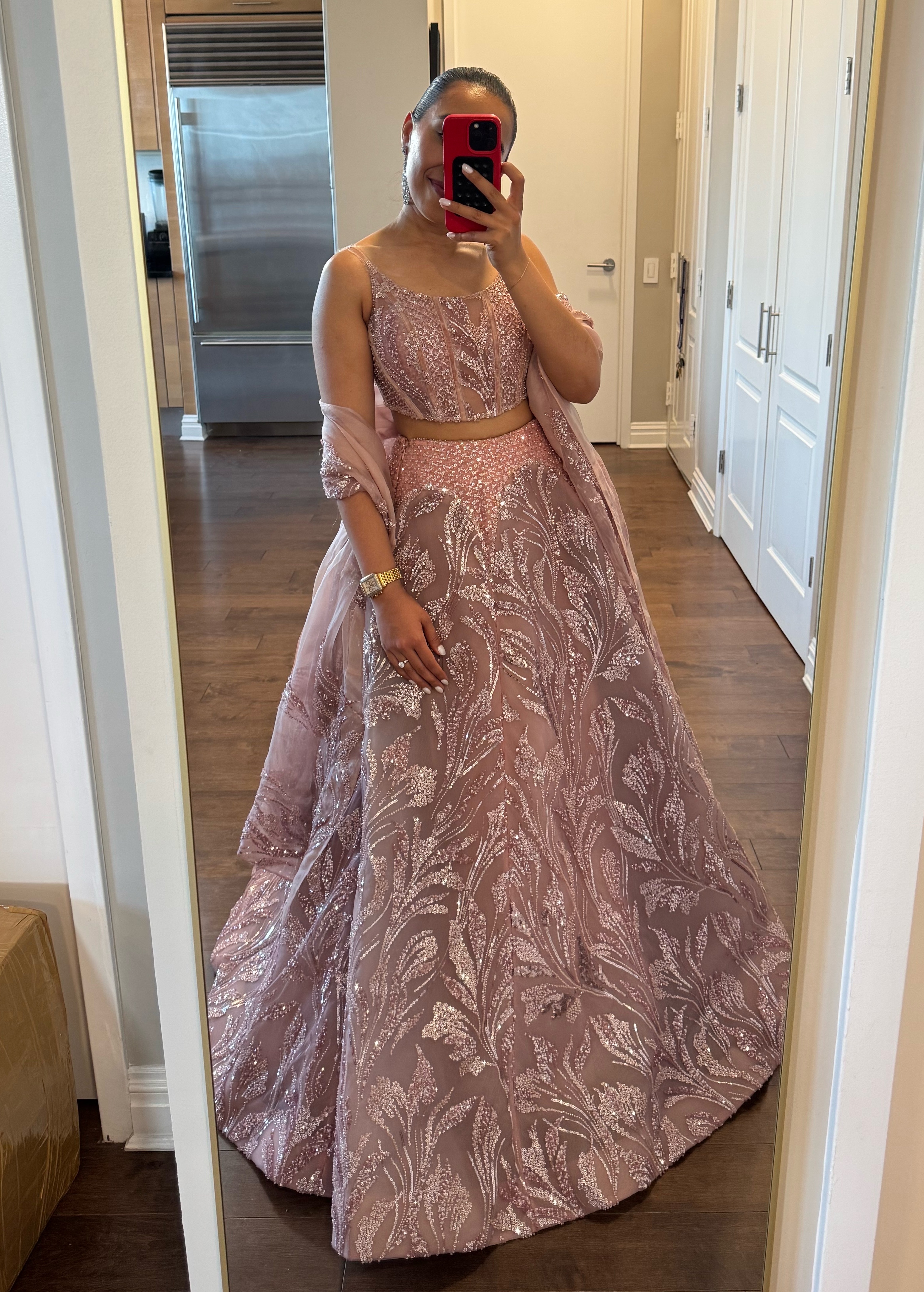 Baby Pink Corset Lehenga Image - 5