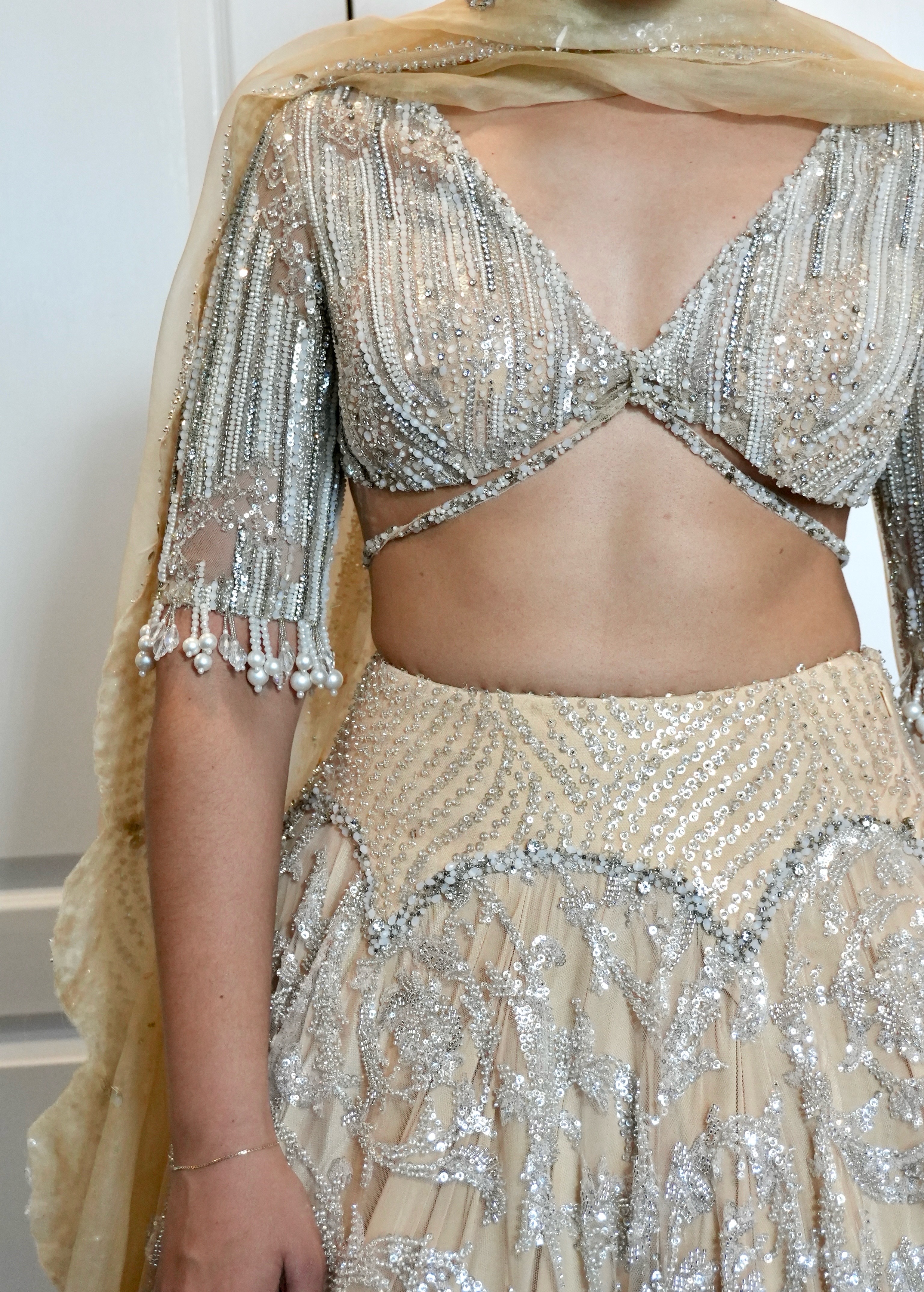Nude Sparkle Lehenga Image - 4