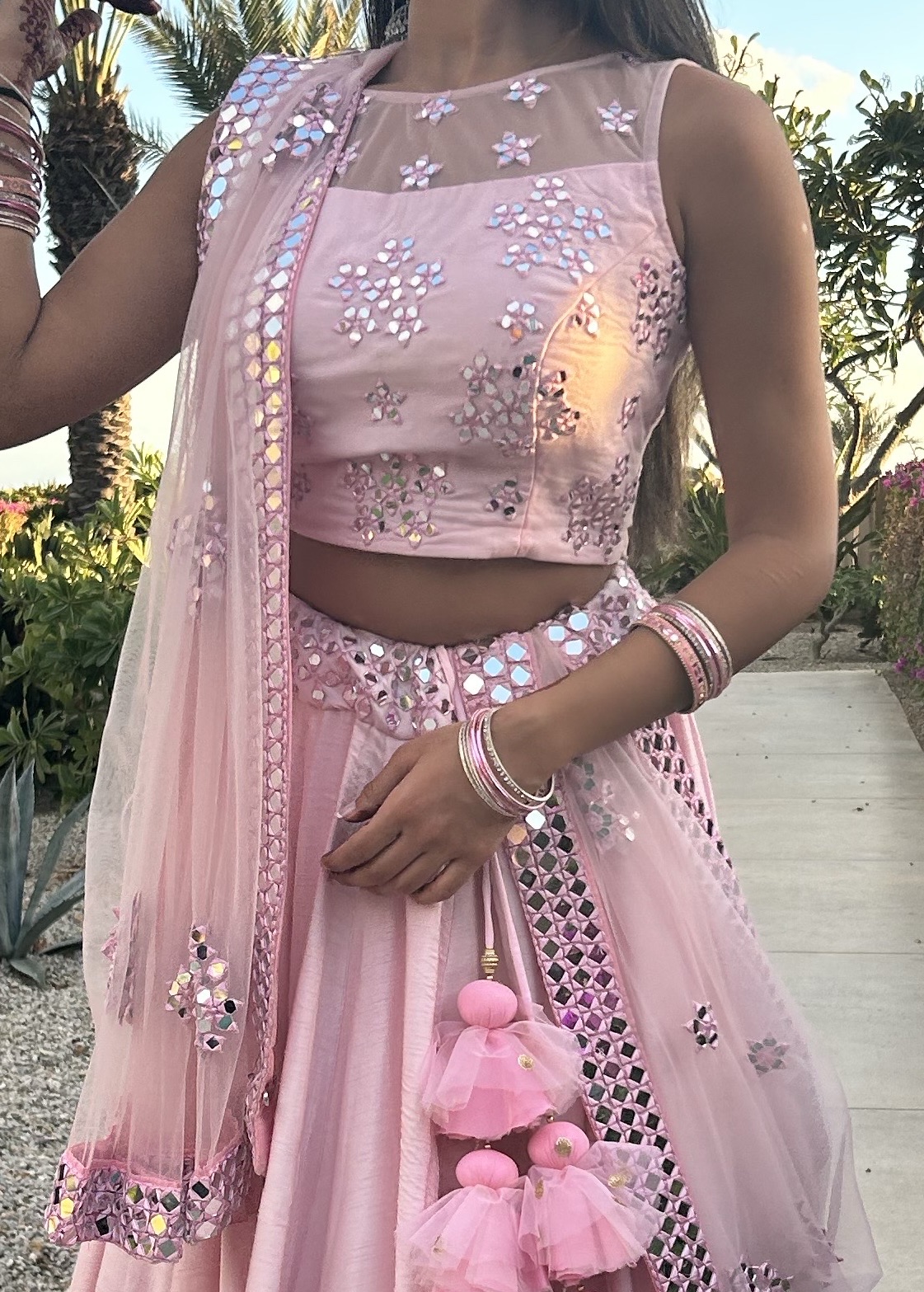 Pink Mirrorwork Lehenga Image - 1
