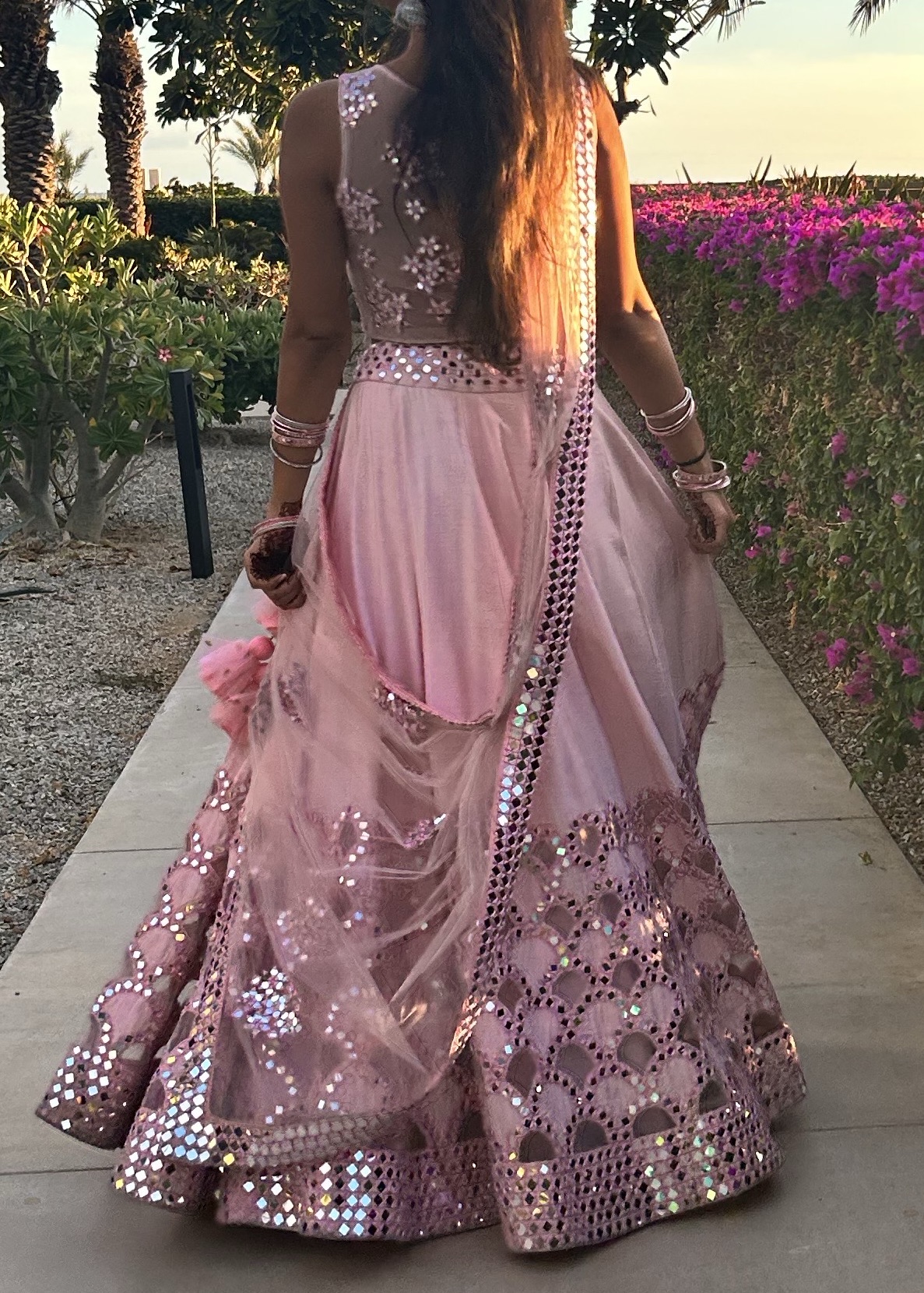Pink Mirrorwork Lehenga Image - 3