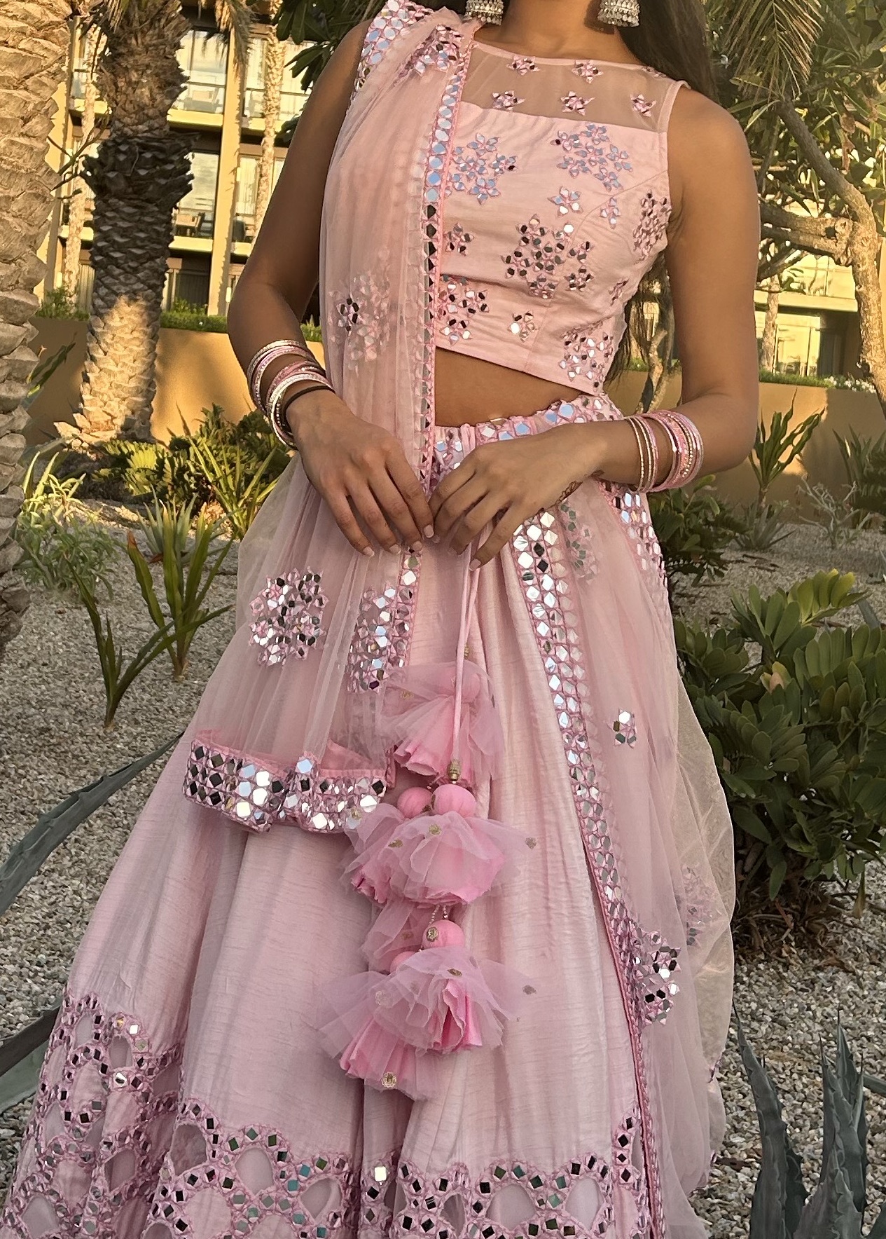 Pink Mirrorwork Lehenga Image - 4