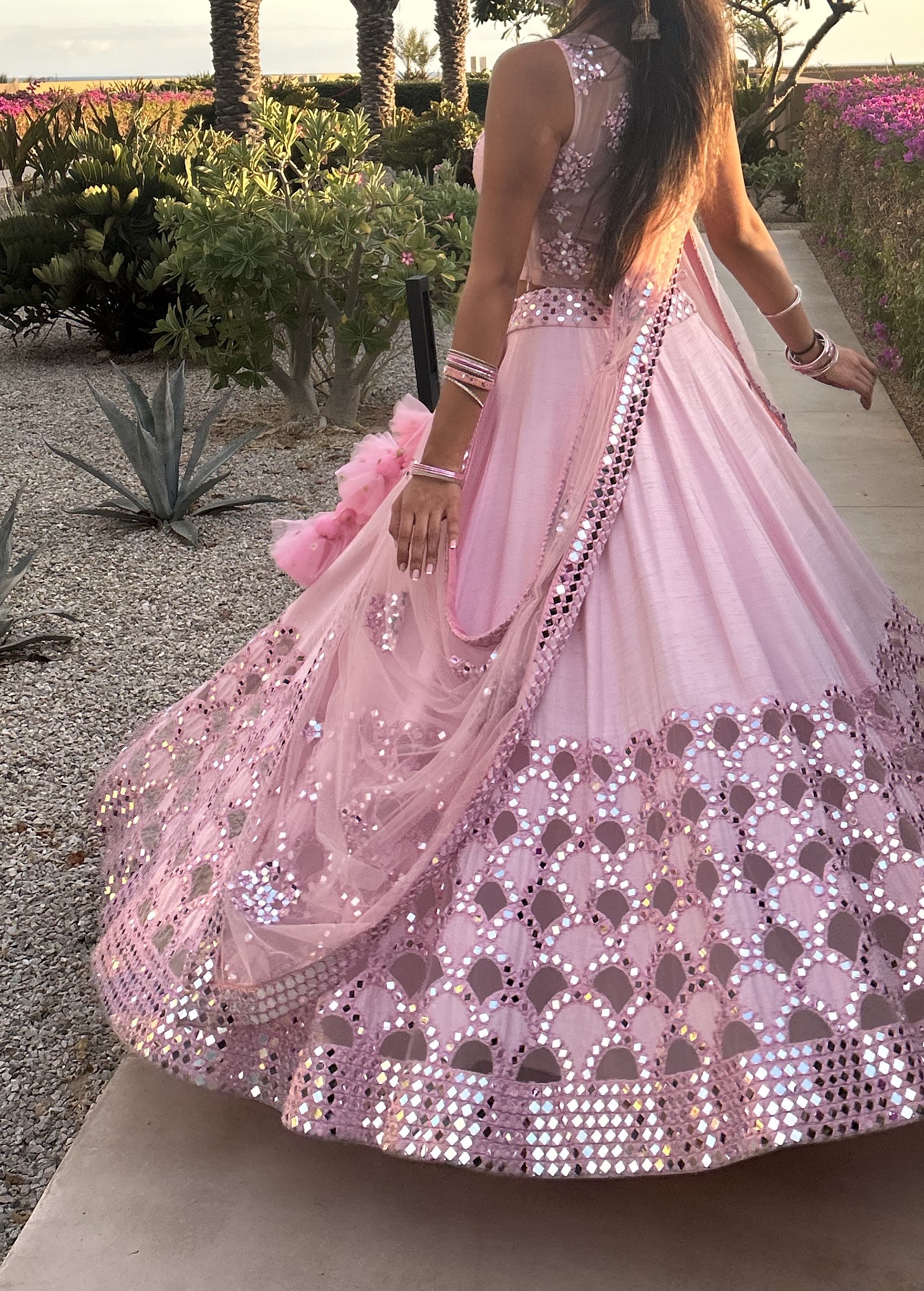 Pink Mirrorwork Lehenga Image - 6