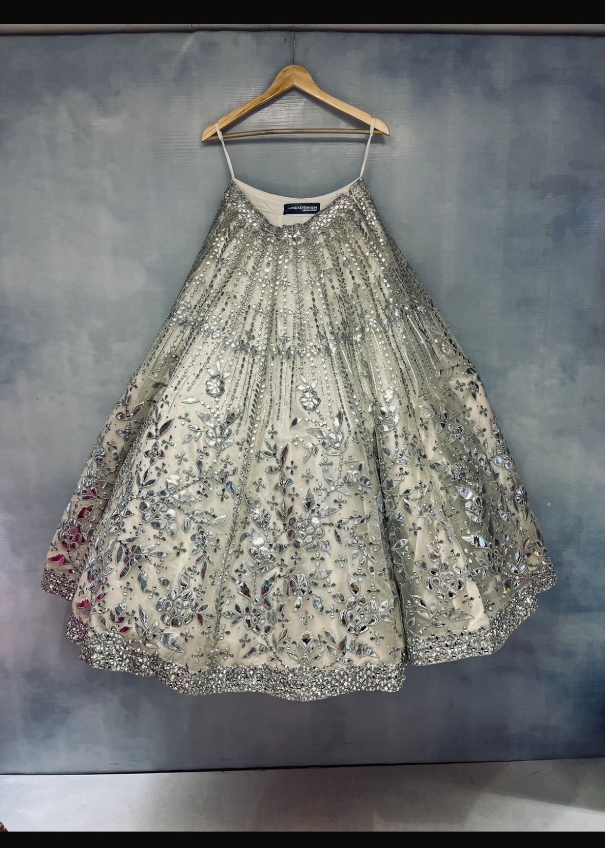 Ivory mirror work Lehenga  Image - 3