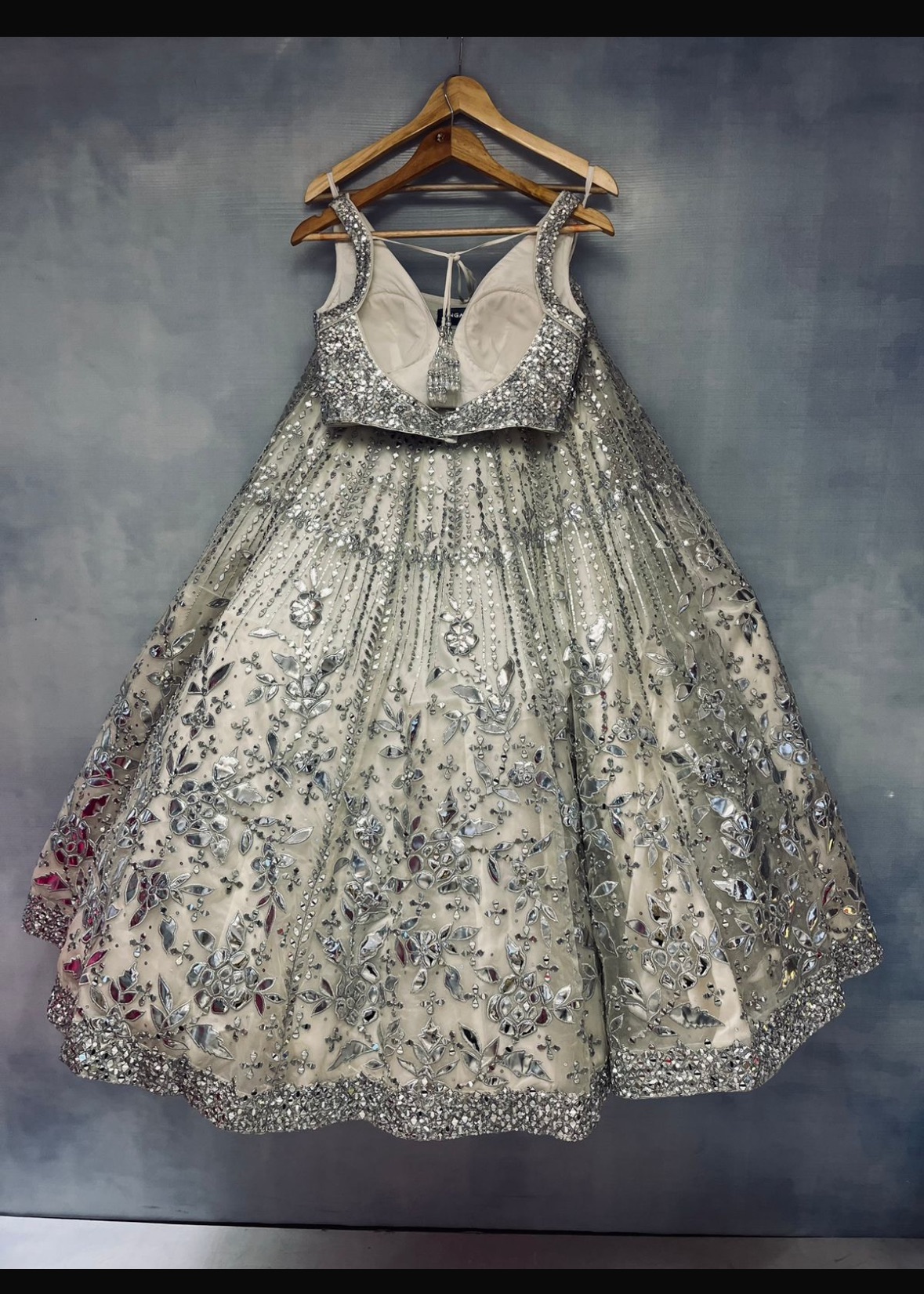 Ivory mirror work Lehenga  Image - 4