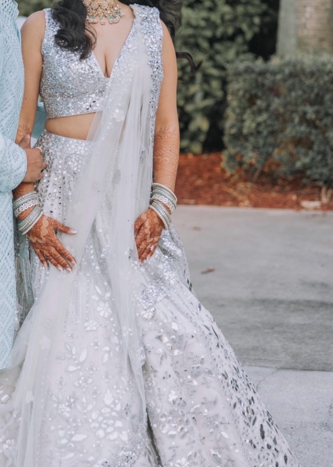 Ivory mirror work Lehenga  Image - 5