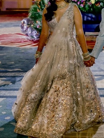 Ivory mirror work Lehenga  Image - 6
