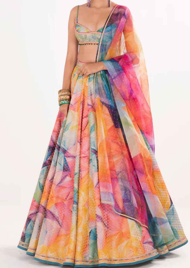 Colorful Brocade Lehenga  Image - 2