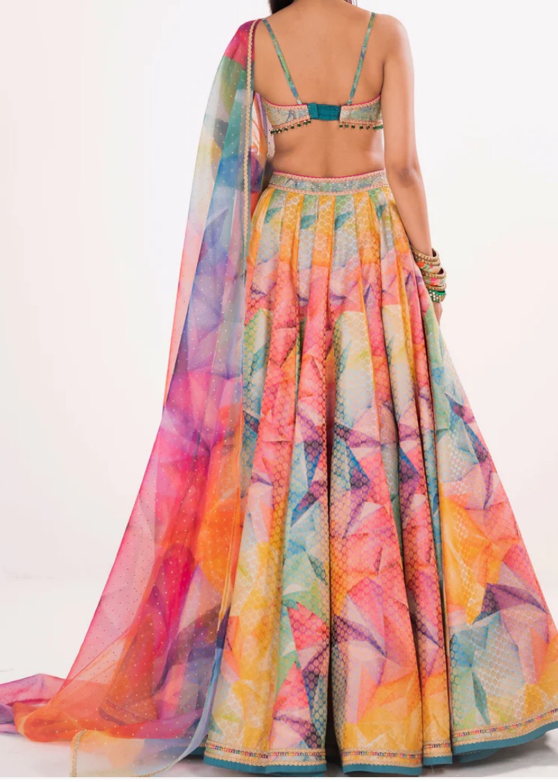 Colorful Brocade Lehenga  Image - 3