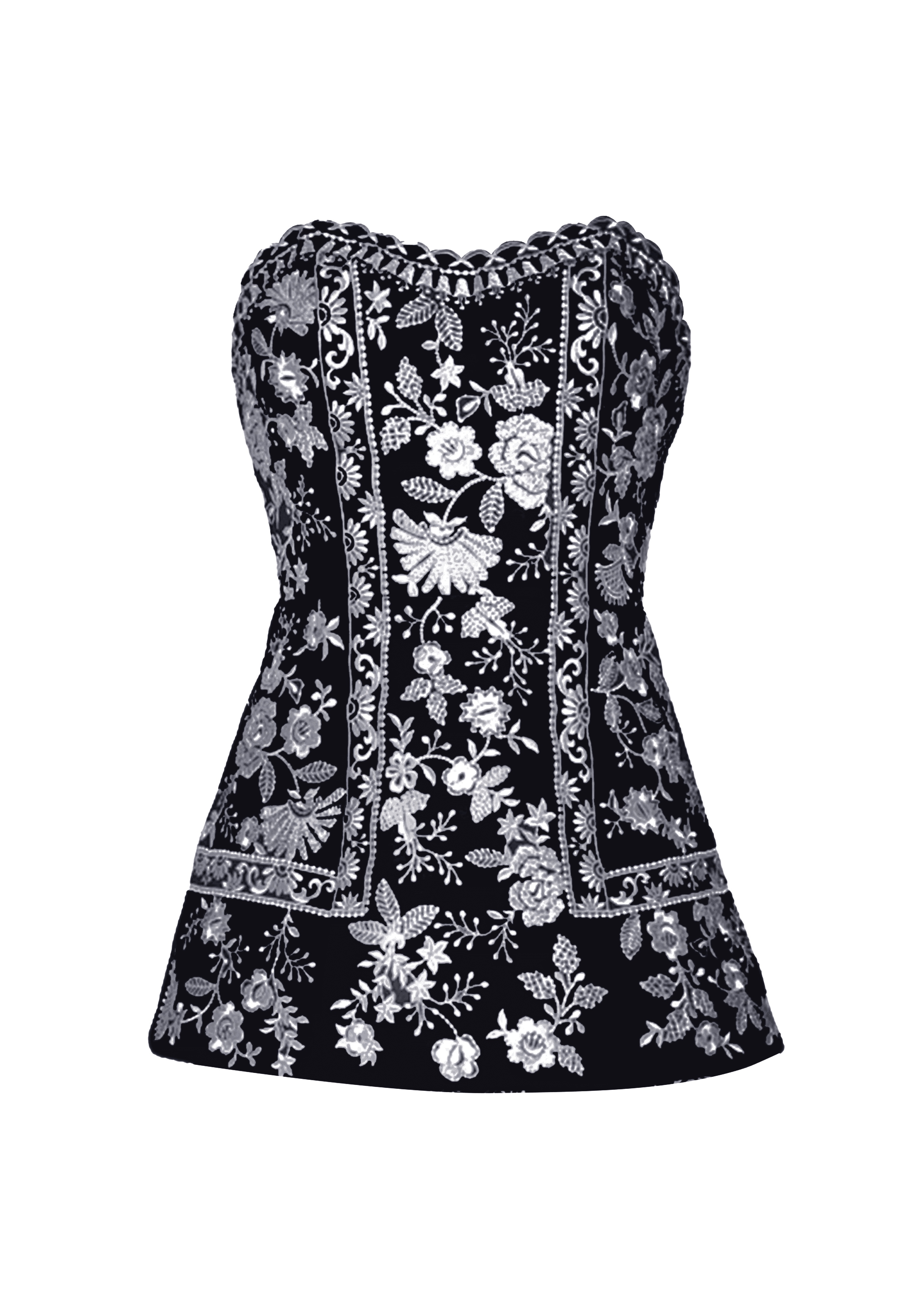Embroidered Strapless Top Image - 1