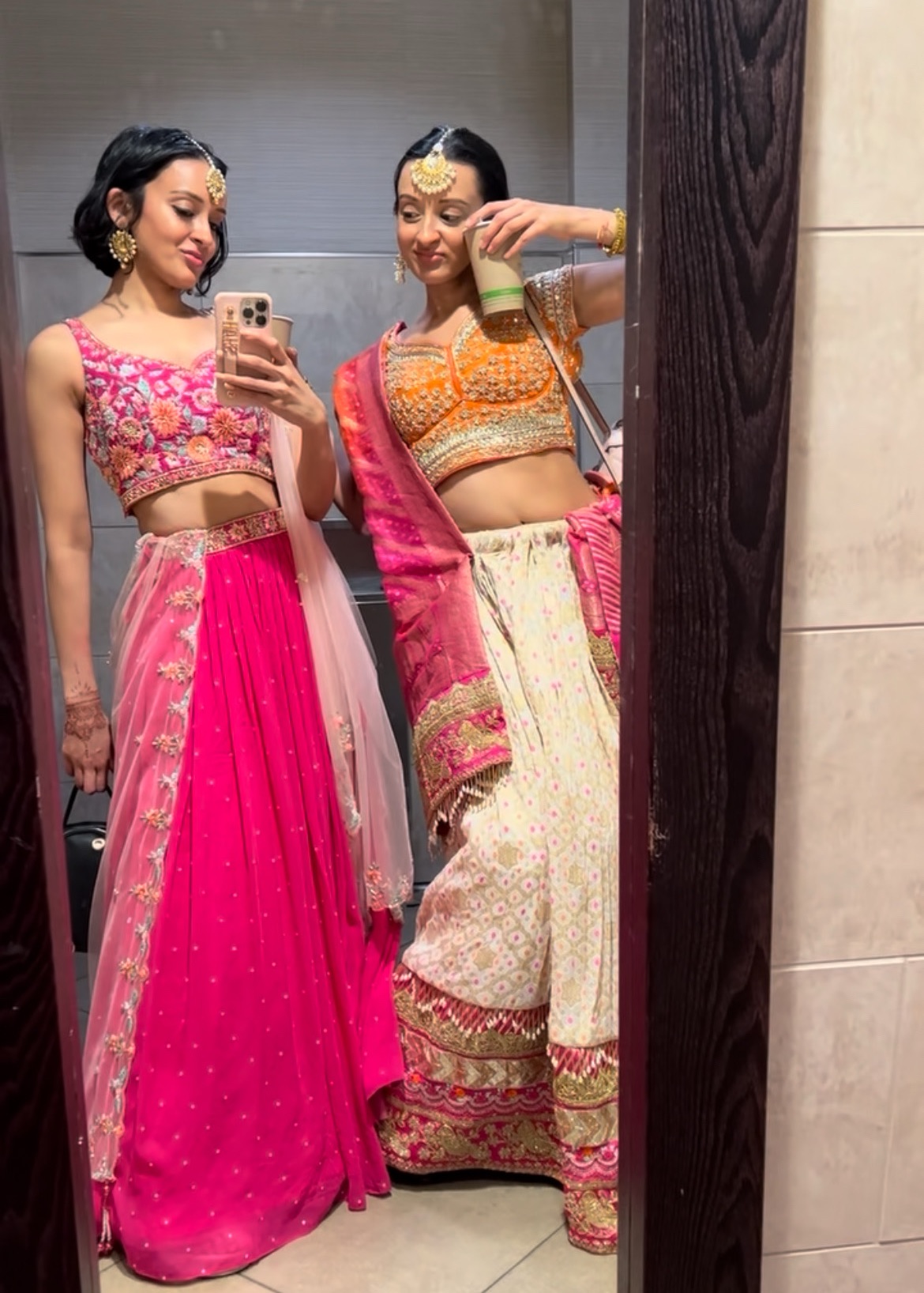 Hot Pink Floral Lehenga  Image - 2