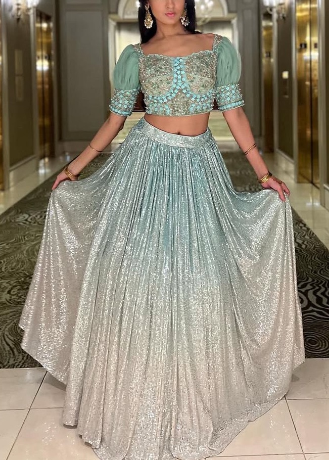 Sparkly Green Lehenga  Image - 0